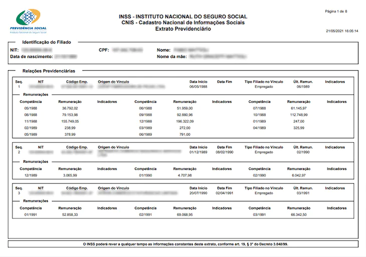 Documentos necessários para revisão da vida toda - CNIS
